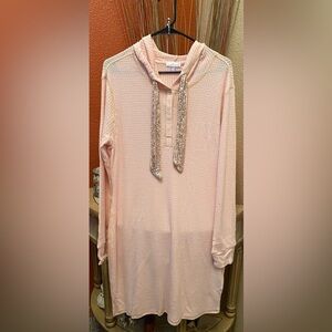 New-Venus pink waffle-knit dress hoodie
